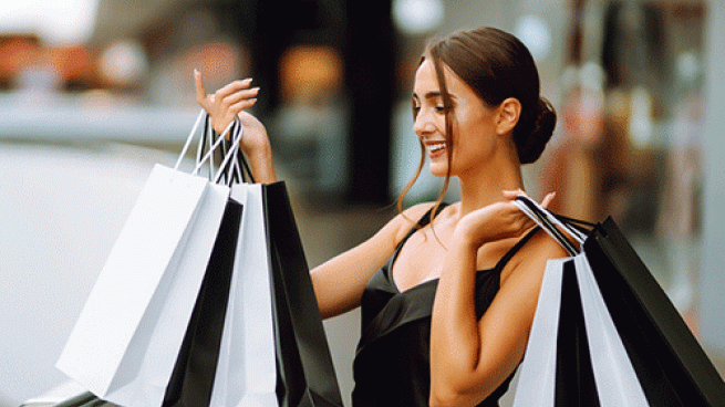 luxury shopper with bags