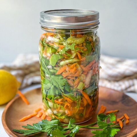 No-salt kimchi in a mason jar