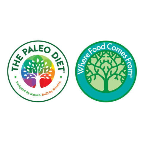 The Paleo Diet logo side-by-side with the Where Food Comes From Logo