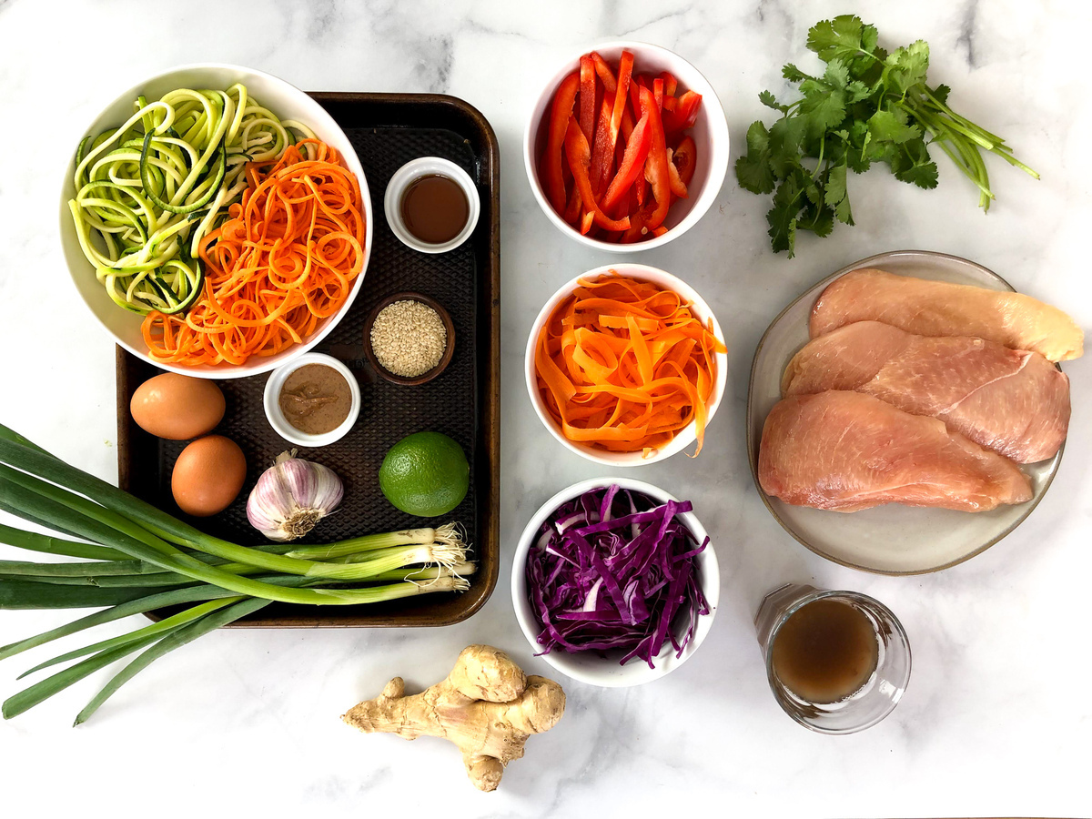 Paleo pad thai ingredients.