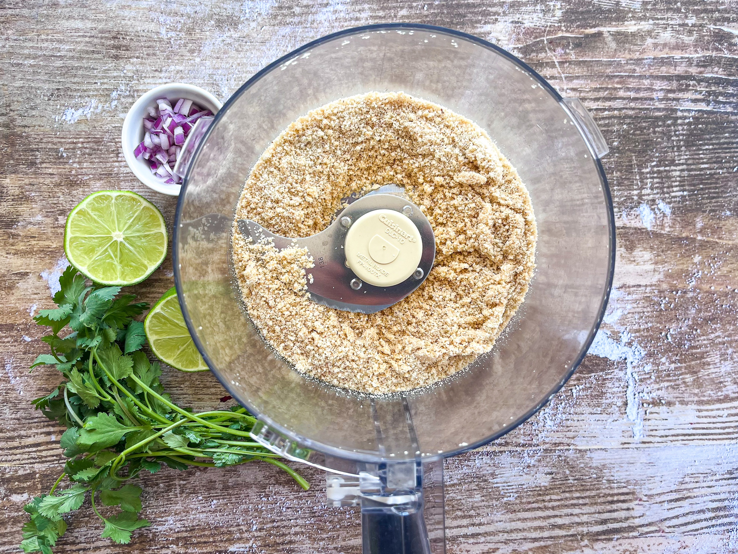 paleoflex tortilla chips in a food processor