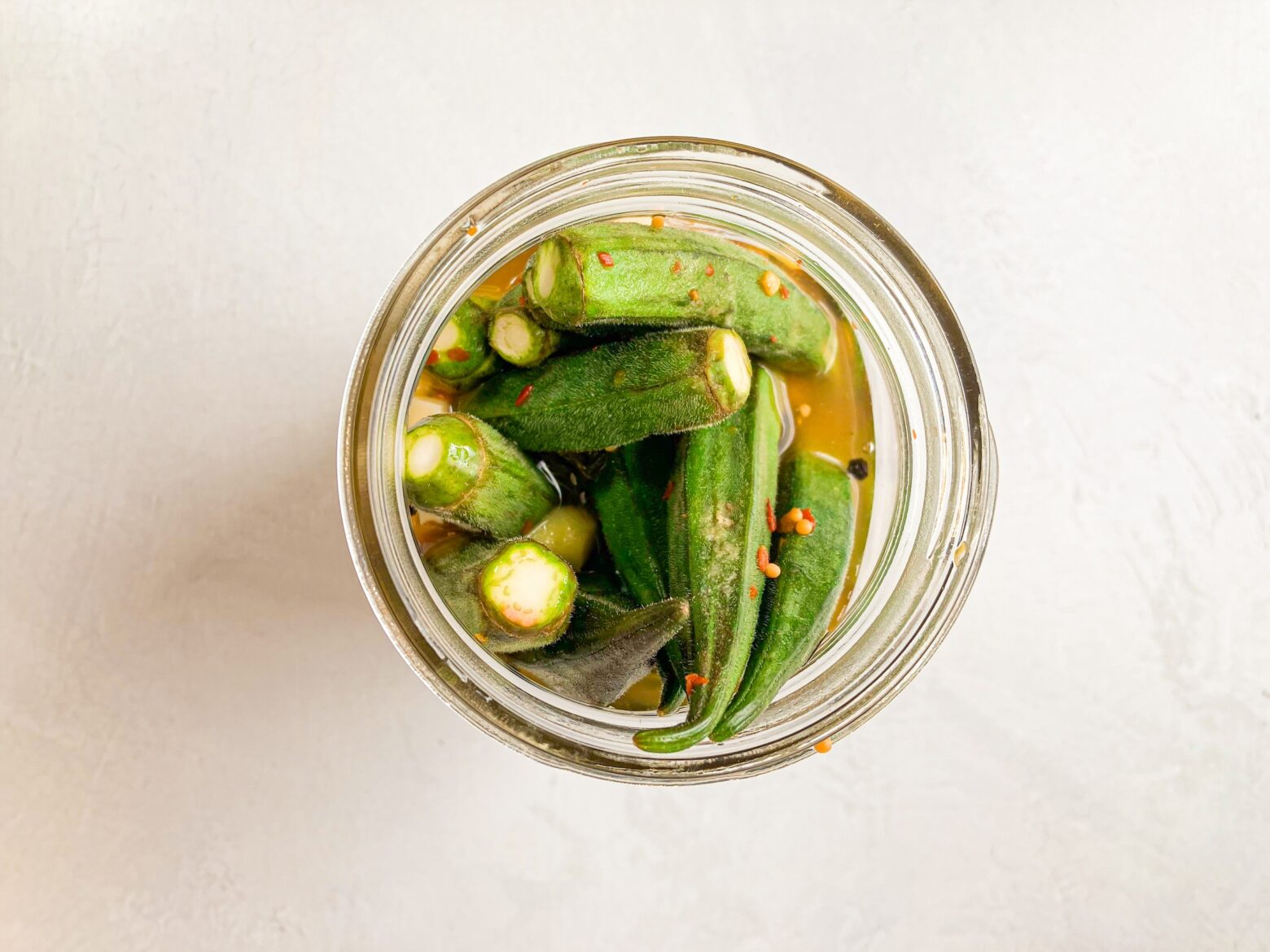 Pickled okra birdseye view