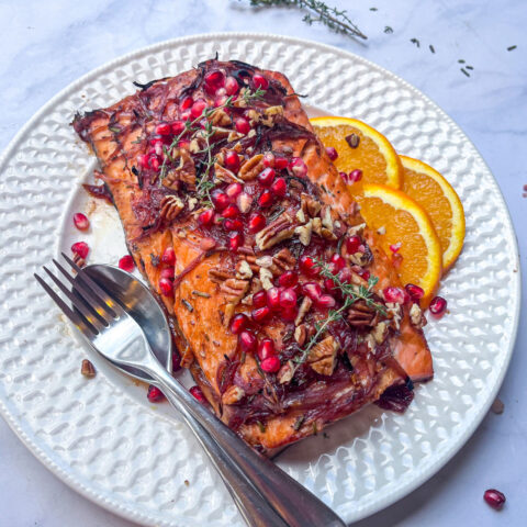 salmon glaze with pomegranate