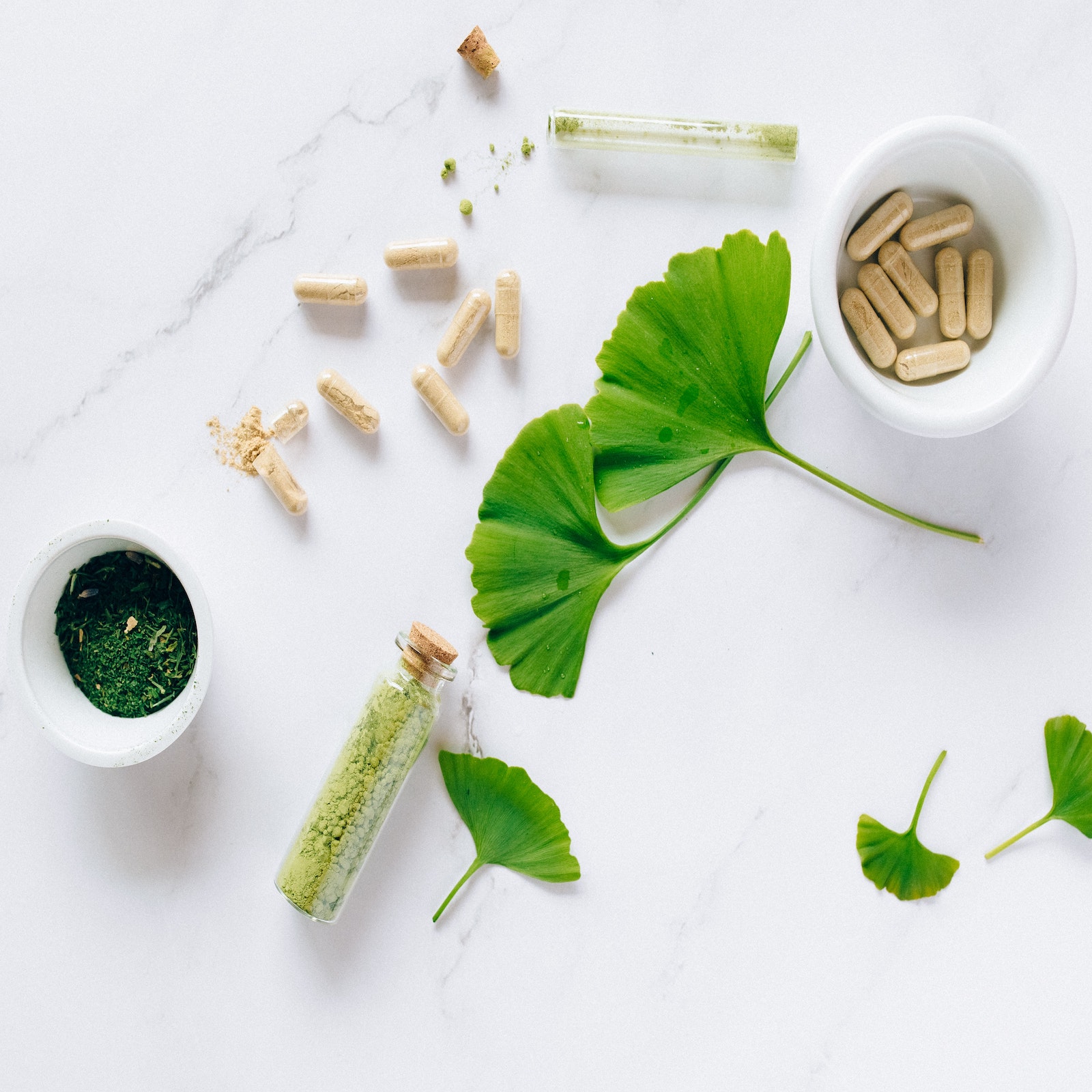 supplements laid out on a table