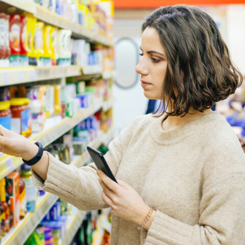 Woman Shopping the Grocery Store Selves